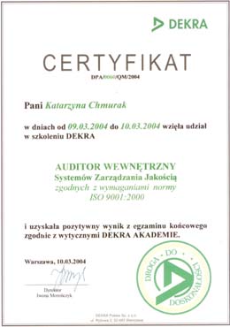ISO 9001-2000 certified auditor