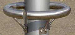 Column-mounted bumpers made of stainless steel
